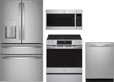 4 Piece Package Includes Refrigerator, Range, Microwave And Dishwasher